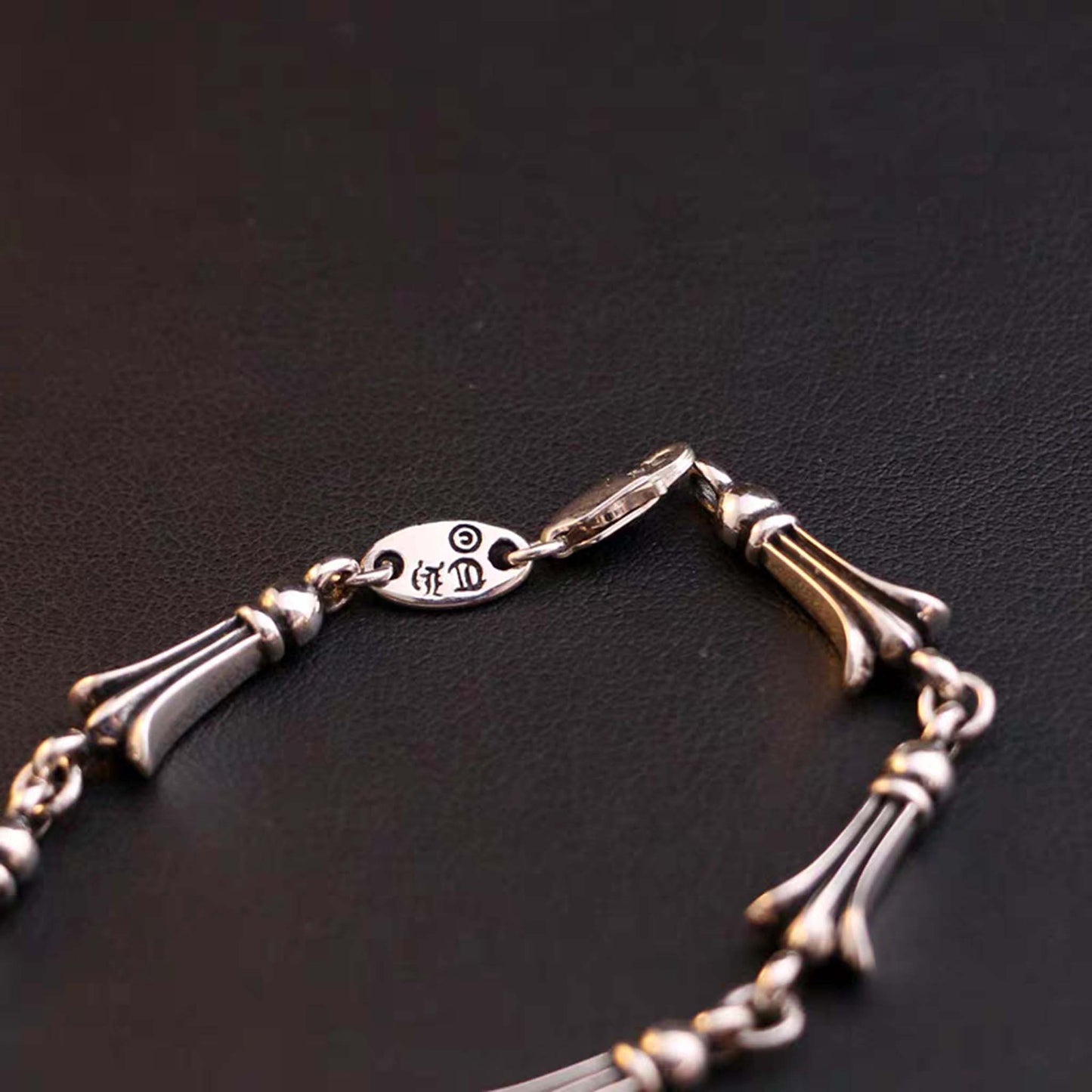 Sterling Silver Gothic Cross Design Chain Bracelet, Silver Punk Statement Bracelets