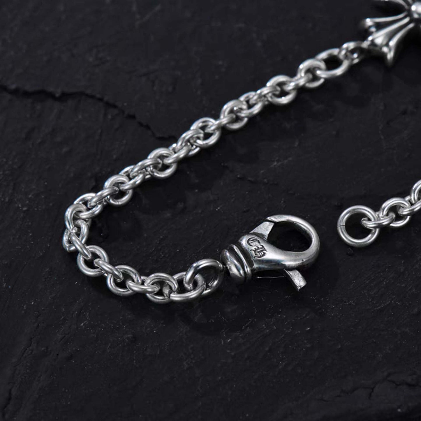 Sterling Silver Chain Bracelets, Gothic Cross Bracelet, Silver Punk Statement Bracelets