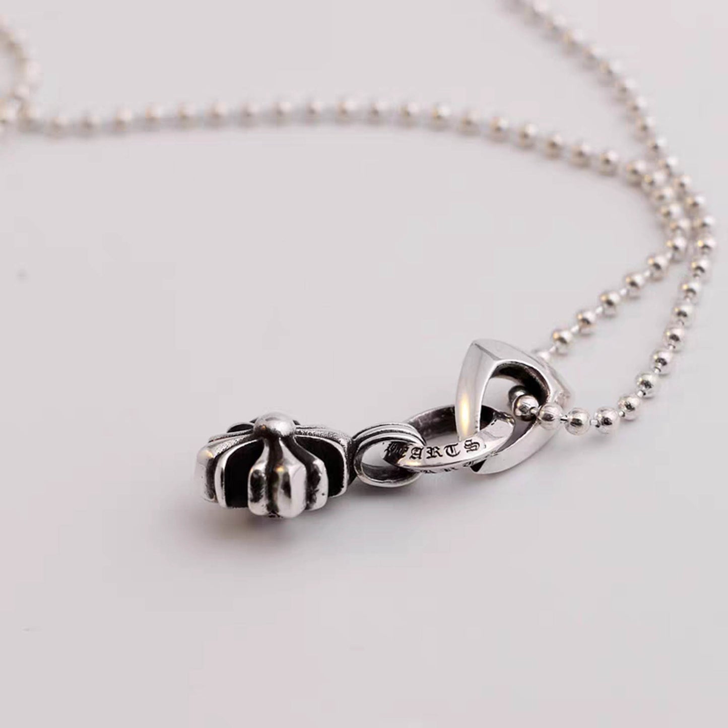 Sterling Silver Necklace Pendant, Silver Gothic Cross Flower Ball Chain Necklace Set