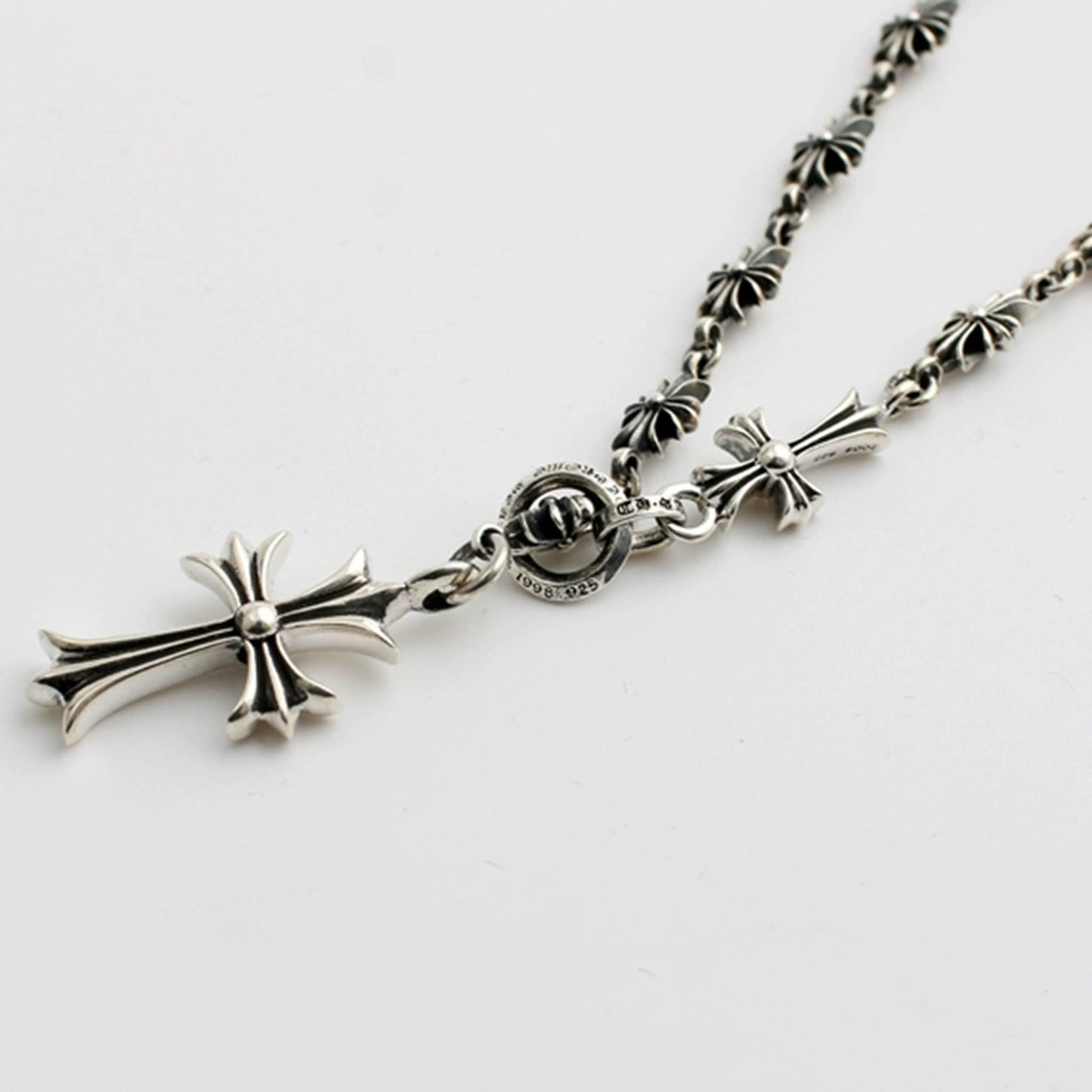 Sterling Silver Gothic Cross Chain, Cross Pendant Necklace, Silver Chain Necklace