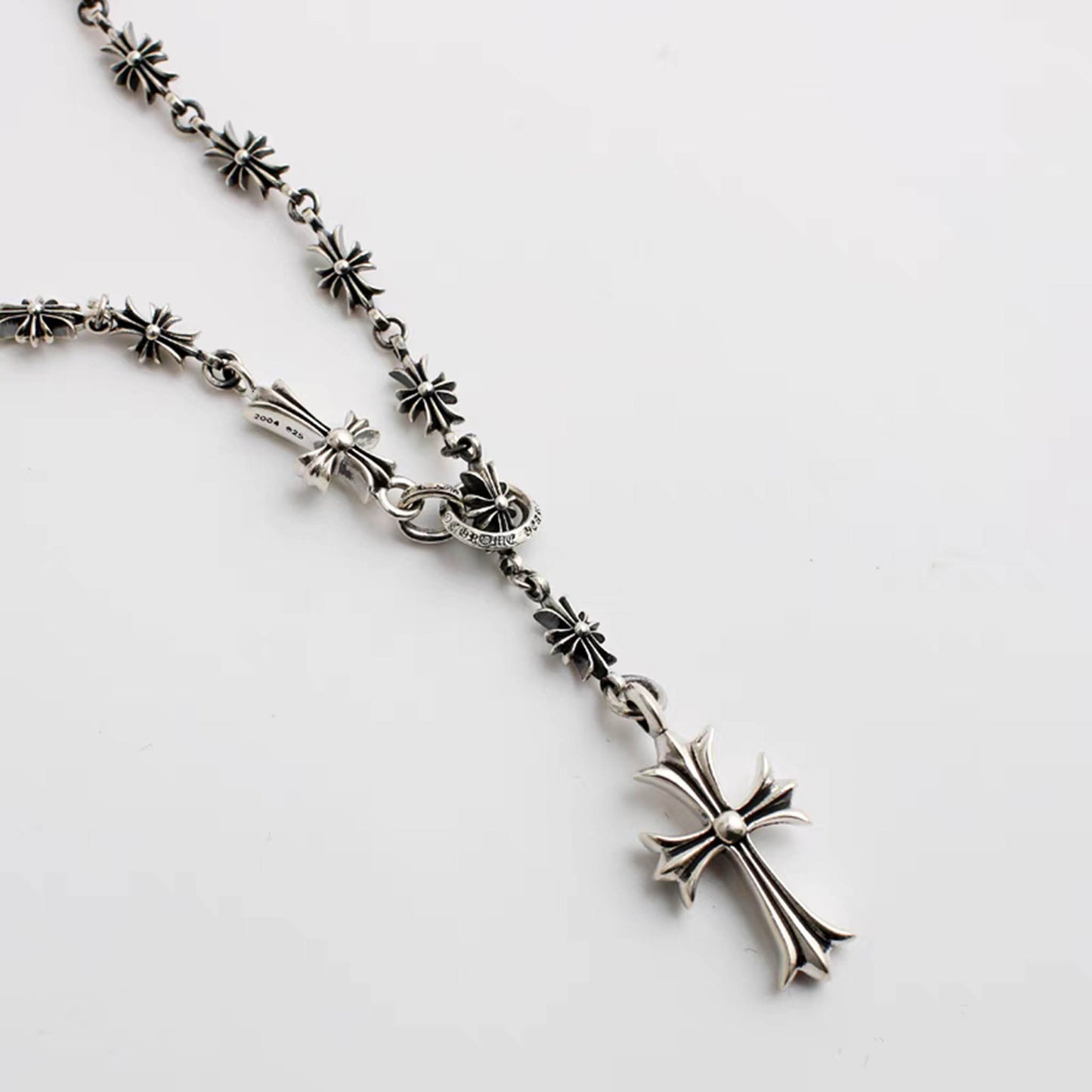 Sterling Silver Gothic Cross Chain, Cross Pendant Necklace, Silver Chain Necklace