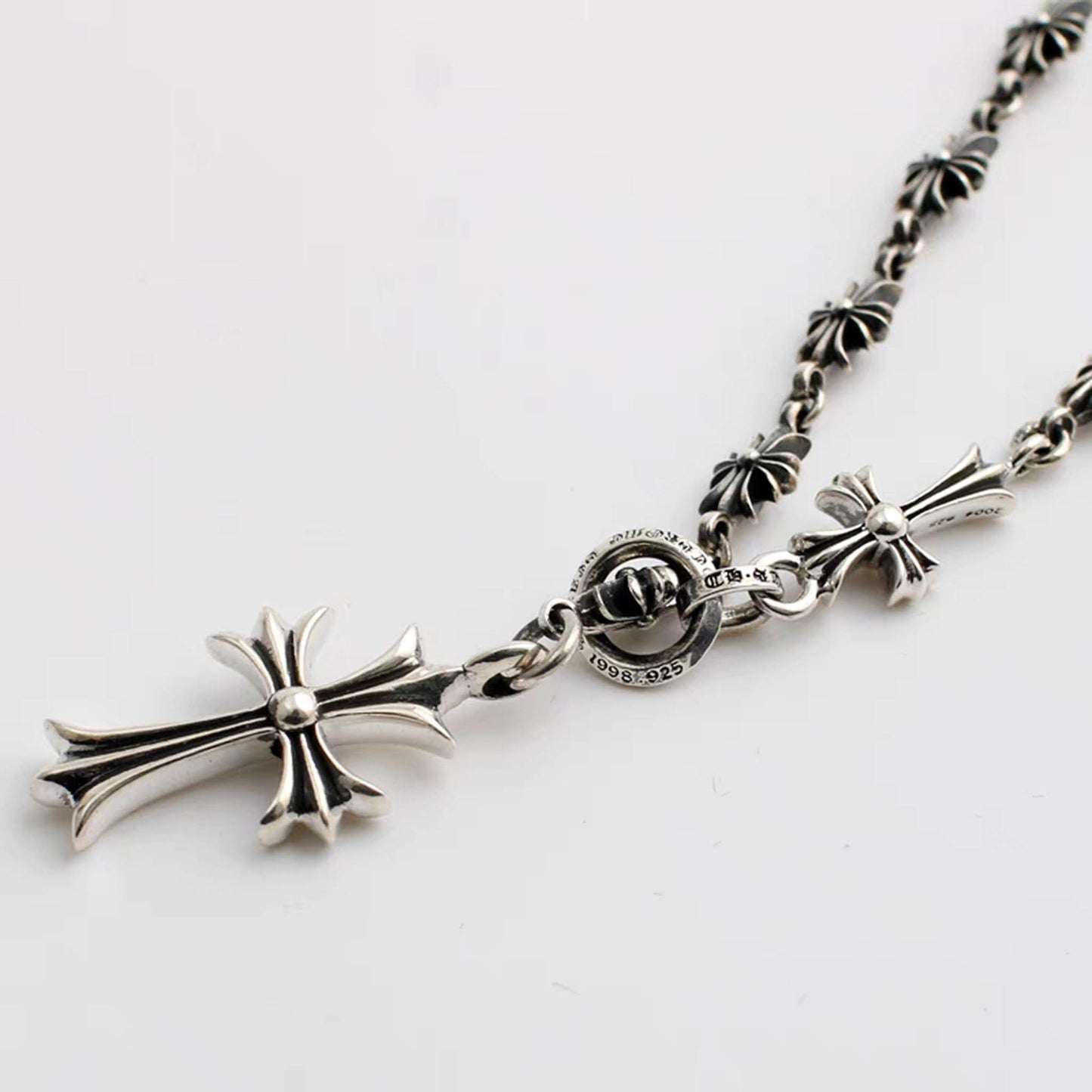 Sterling Silver Gothic Cross Chain, Cross Pendant Necklace, Silver Chain Necklace