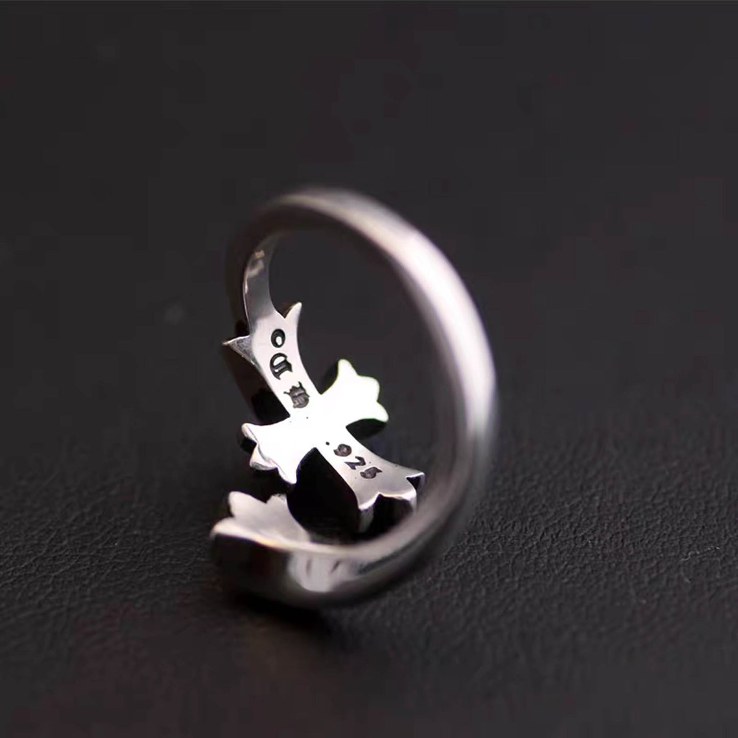 Sterling Silver Statement Ring, Gothic Cross Design Open Ring, Silver Punk Couple Rings