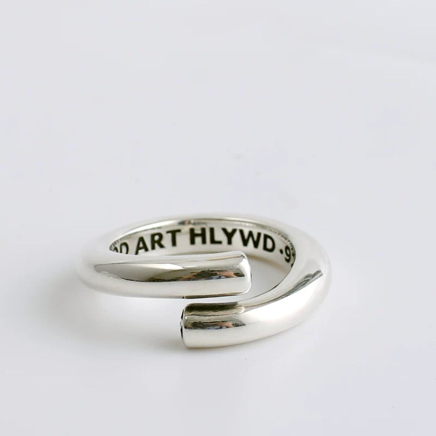 Good Art GA Cherry Blossoms Silver Bar Open Ring, Sterling Silver Punk Statement Ring for Couples