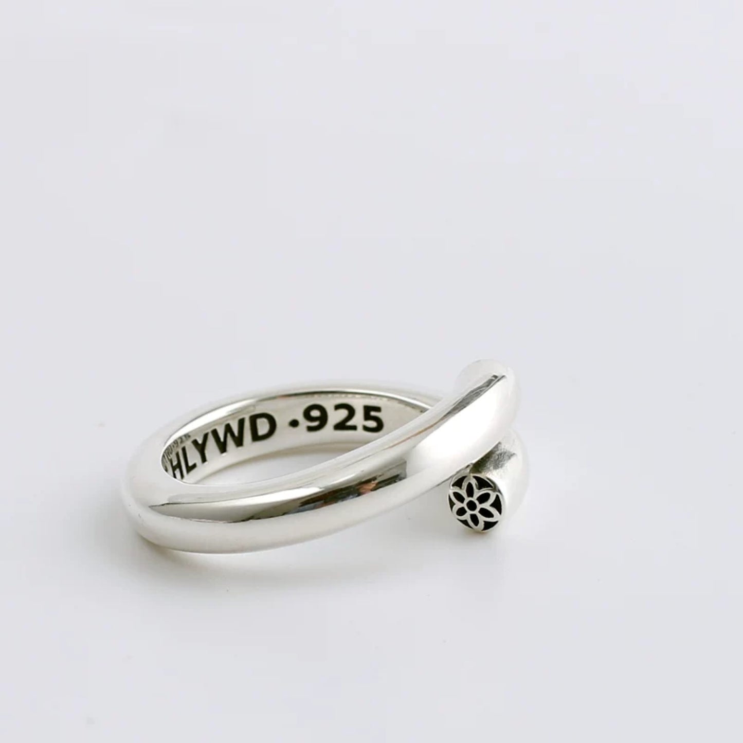 Good Art GA Cherry Blossoms Silver Bar Open Ring, Sterling Silver Punk Statement Ring for Couples