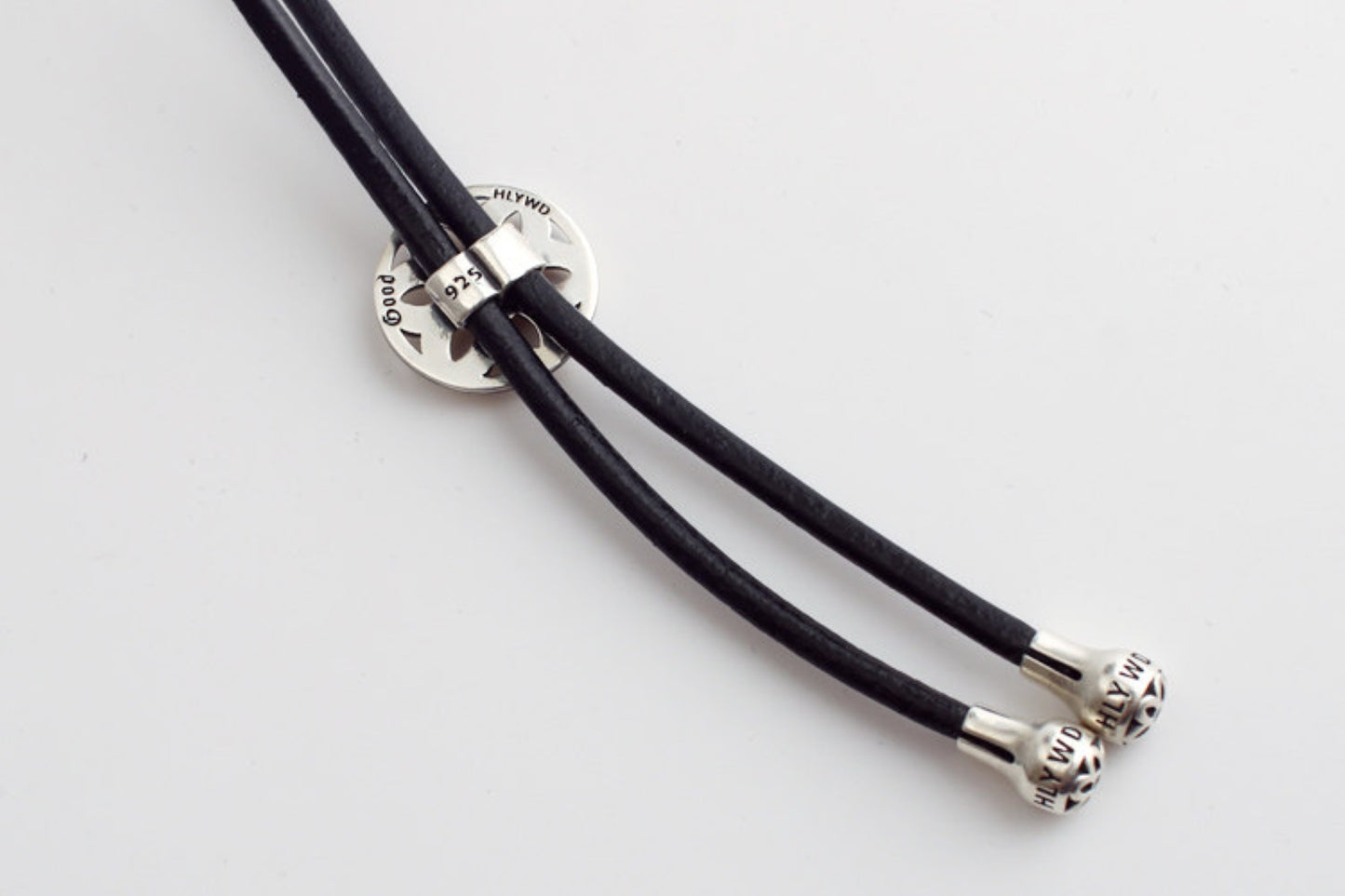 Good Art Cherry Blossom Bow Tie Necklace, GA Sterling Silver & Genuine Leather Statement Necklace