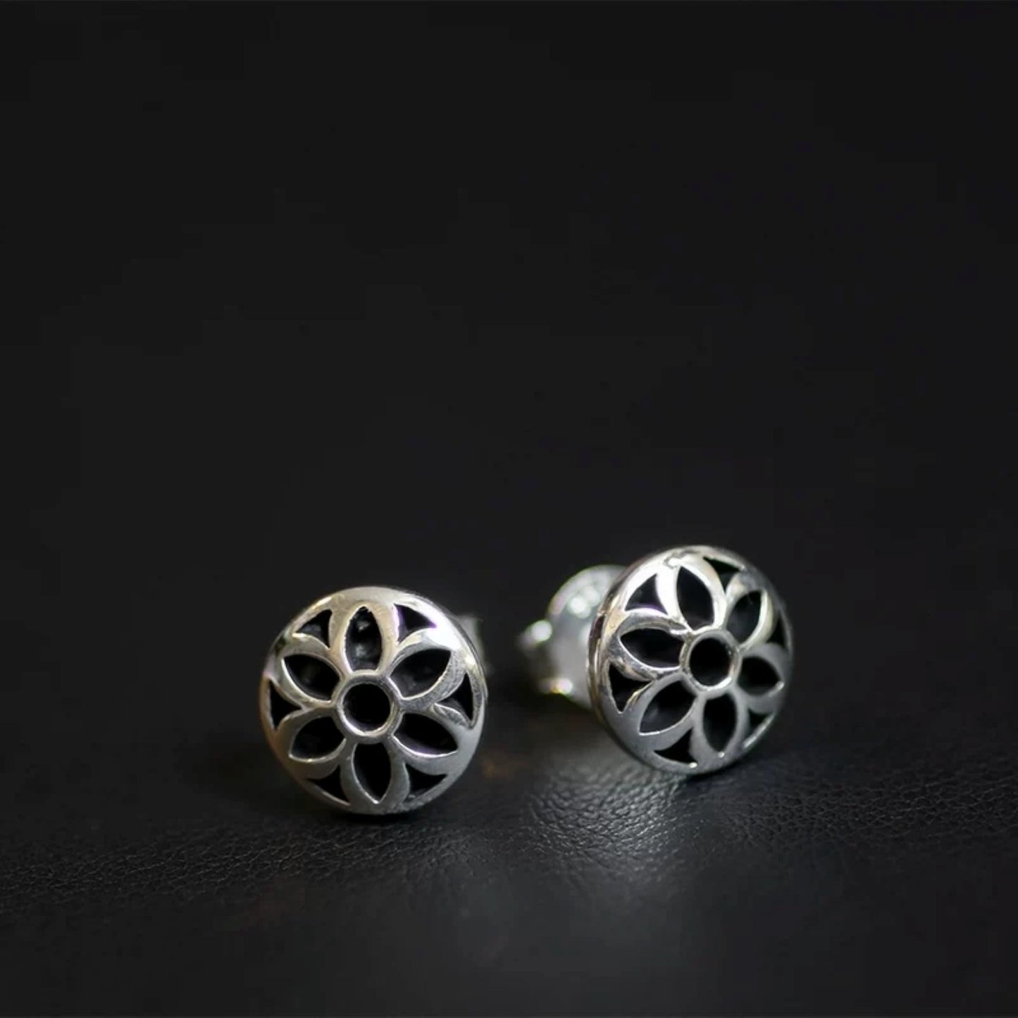 Good Art Cherry Blossoms Earrings, GA Sterling Silver Punk Statement Stud Earring for Couples