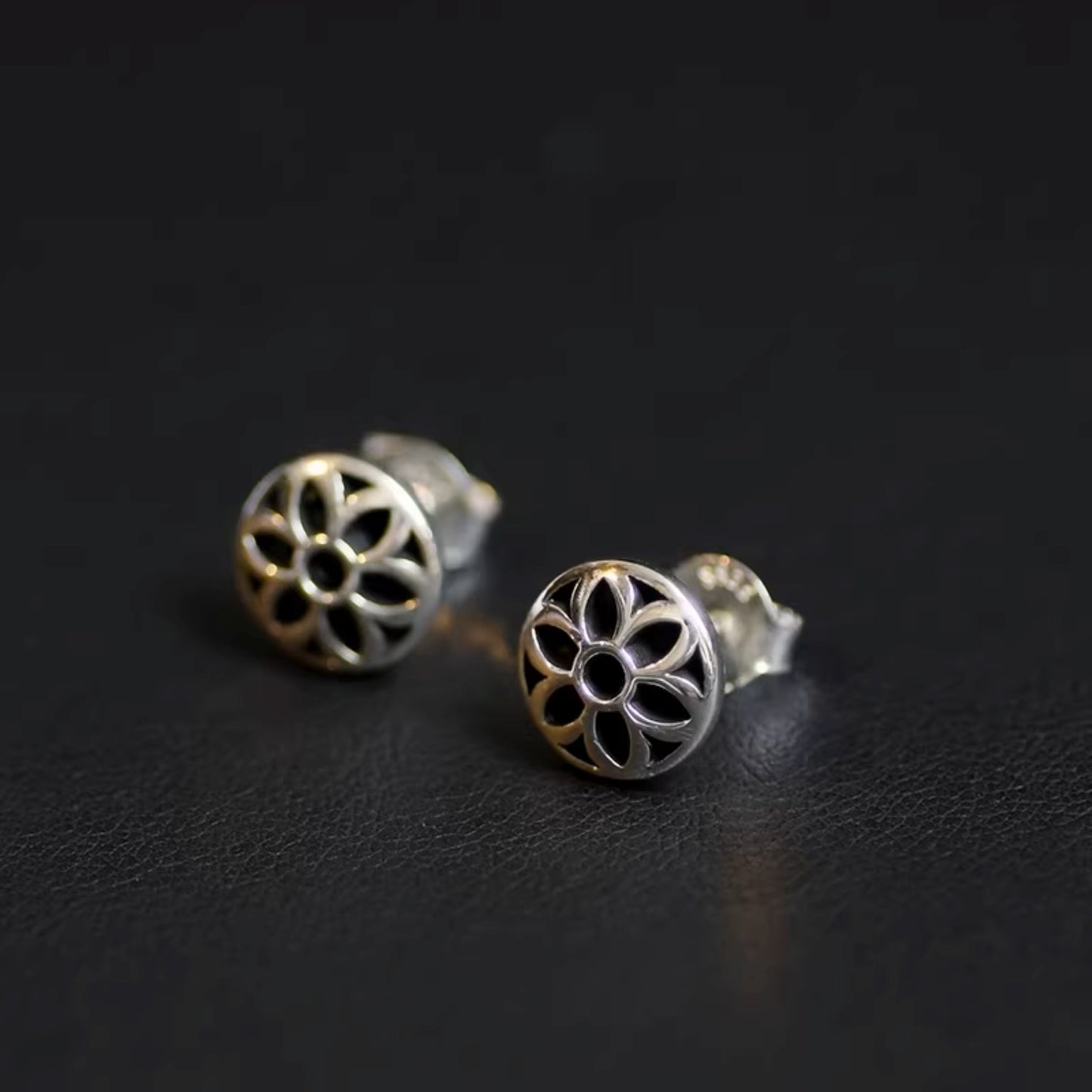 Good Art Cherry Blossoms Earrings, GA Sterling Silver Punk Statement Stud Earring for Couples