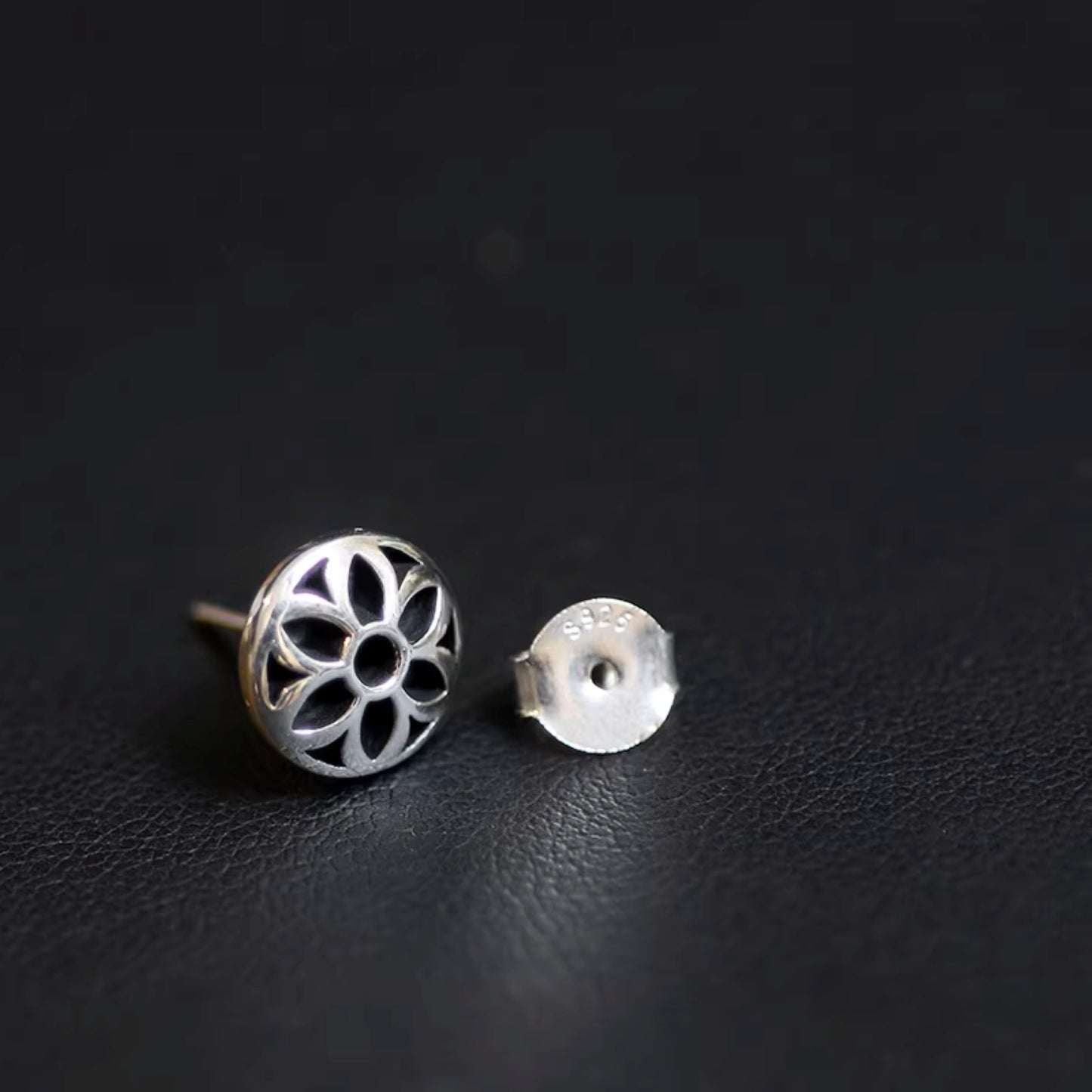 Good Art Cherry Blossoms Earrings, GA Sterling Silver Punk Statement Stud Earring for Couples
