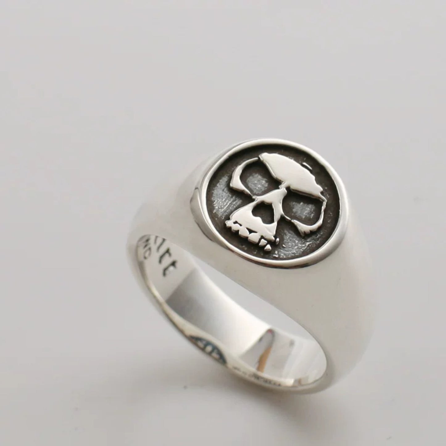 Good Art Gothic Skull Signet Ring, GA Sterling Silver Punk Statement Ring