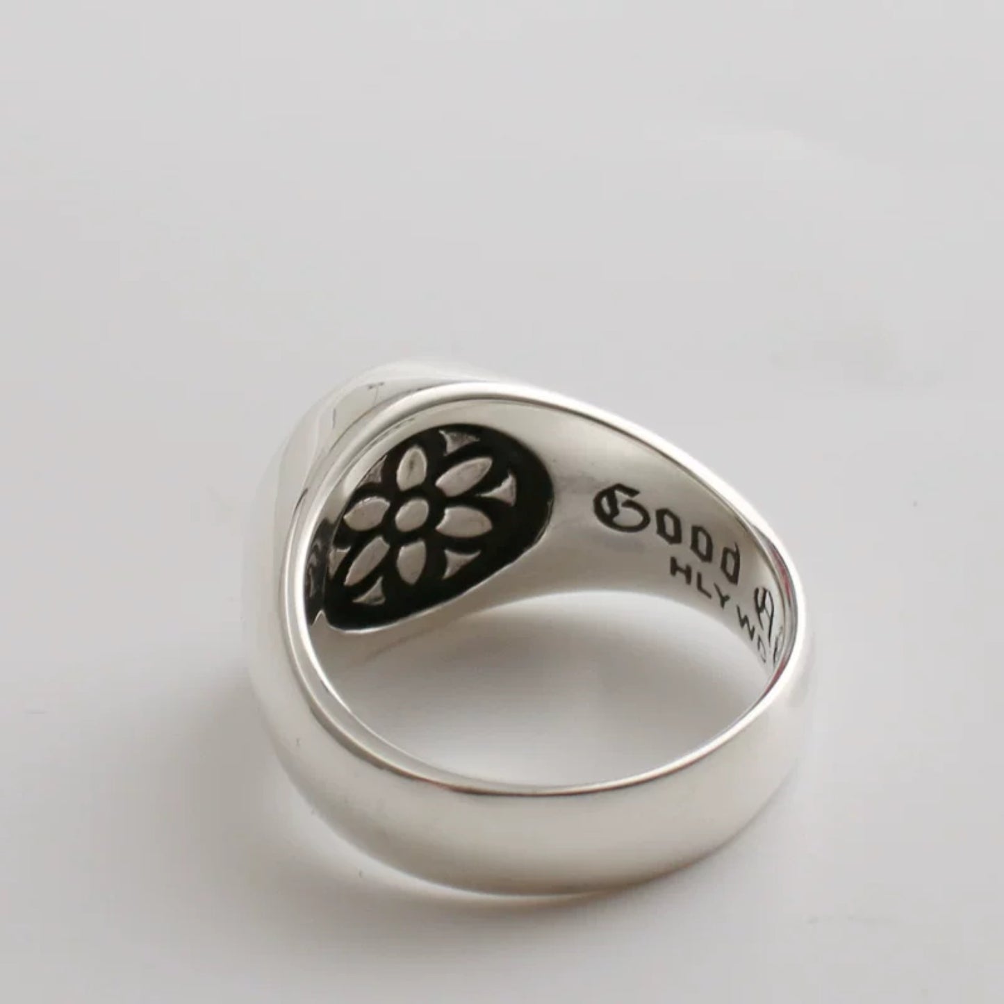 Good Art Gothic Skull Signet Ring, GA Sterling Silver Punk Statement Ring