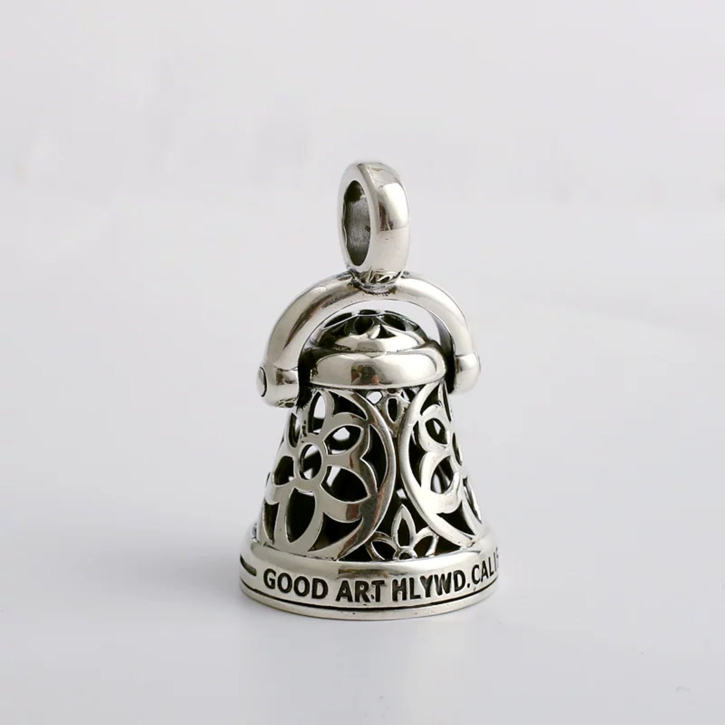 Good Art Hollow Cherry Blossom Bell Charm, GA Sterling Silver Wind Chime Pendant Necklace