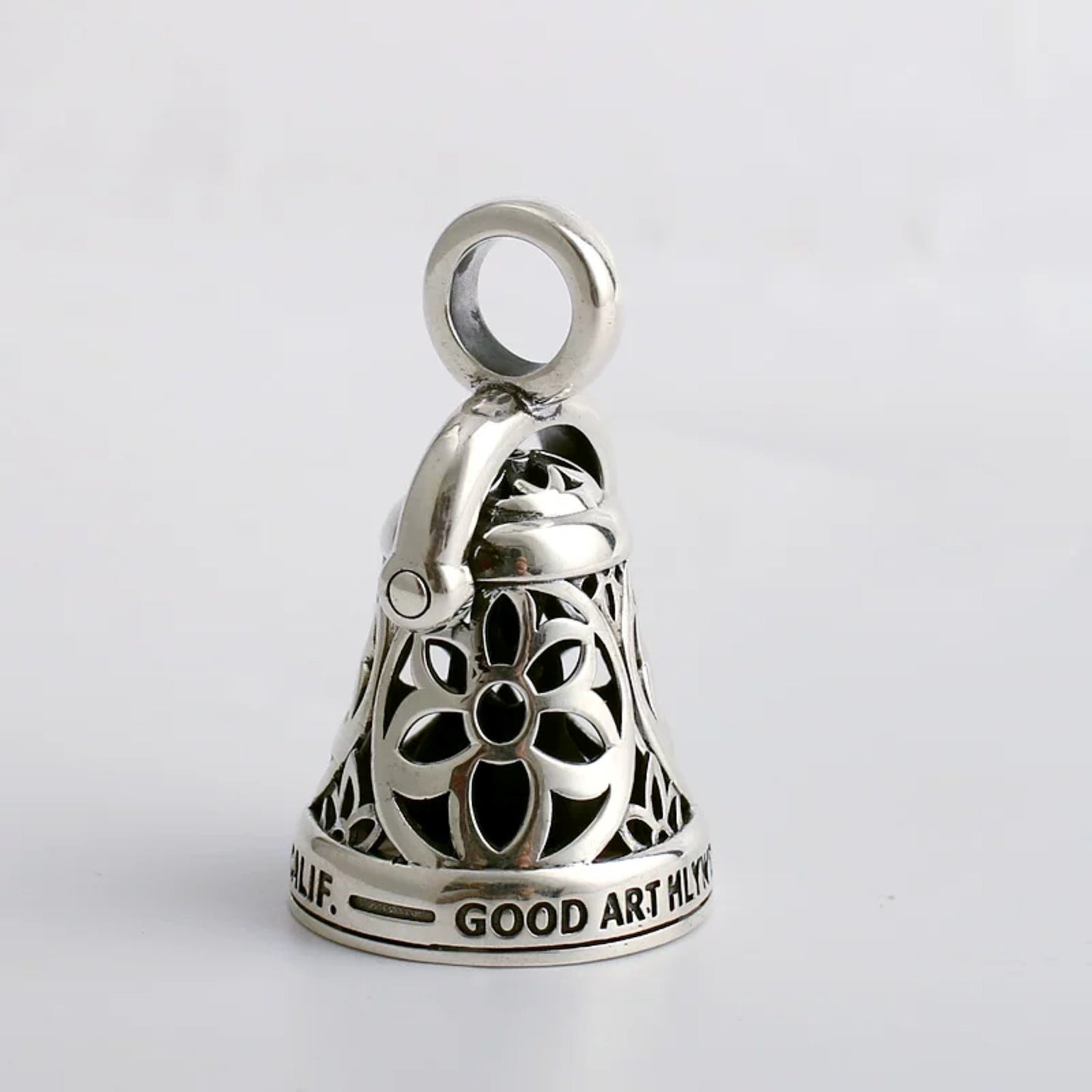 Good Art Hollow Cherry Blossom Bell Charm, GA Sterling Silver Wind Chime Pendant Necklace