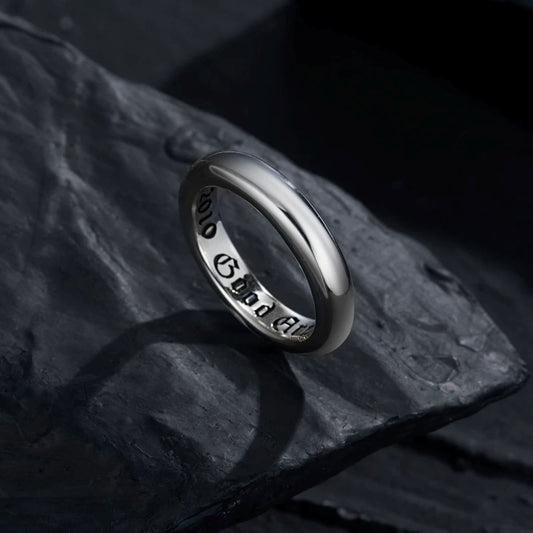 Good Art Sterling Silver Simple Ring, GA Punk Statement Ring for Couples