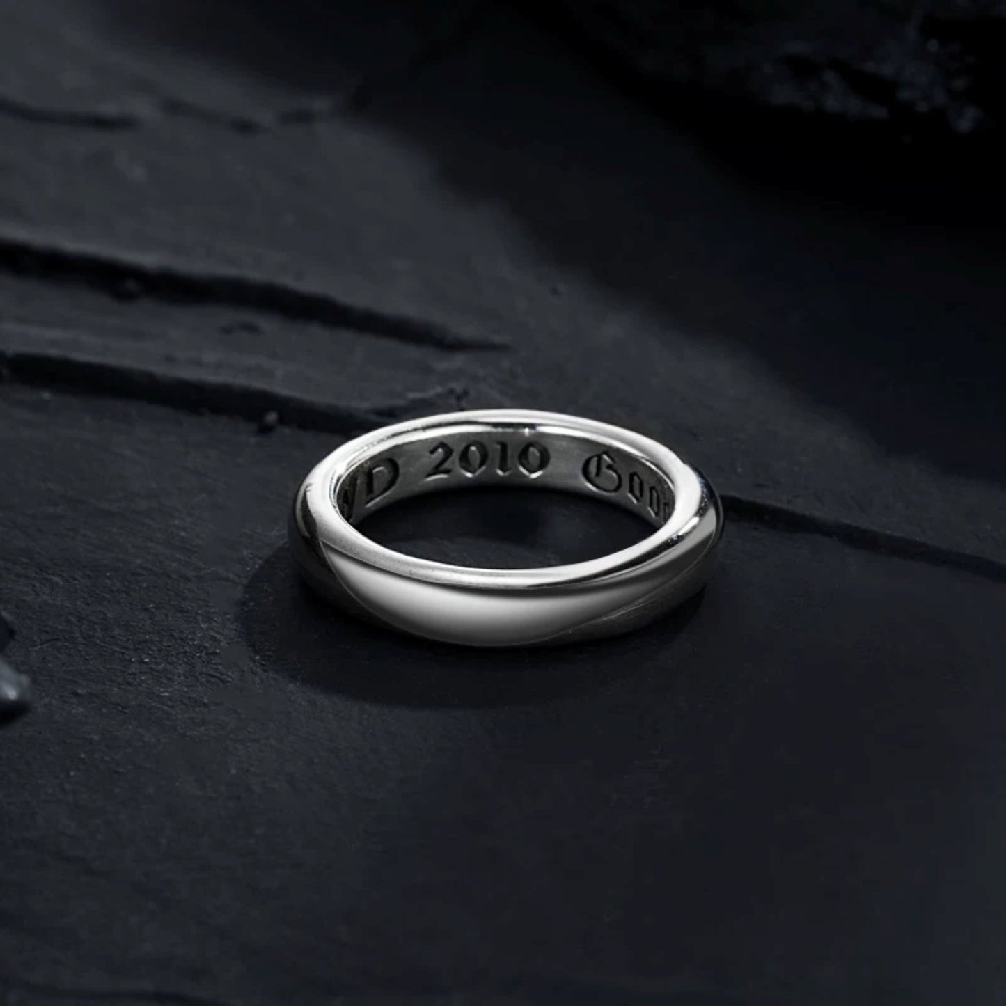 Good Art Sterling Silver Simple Ring, GA Punk Statement Ring for Couples