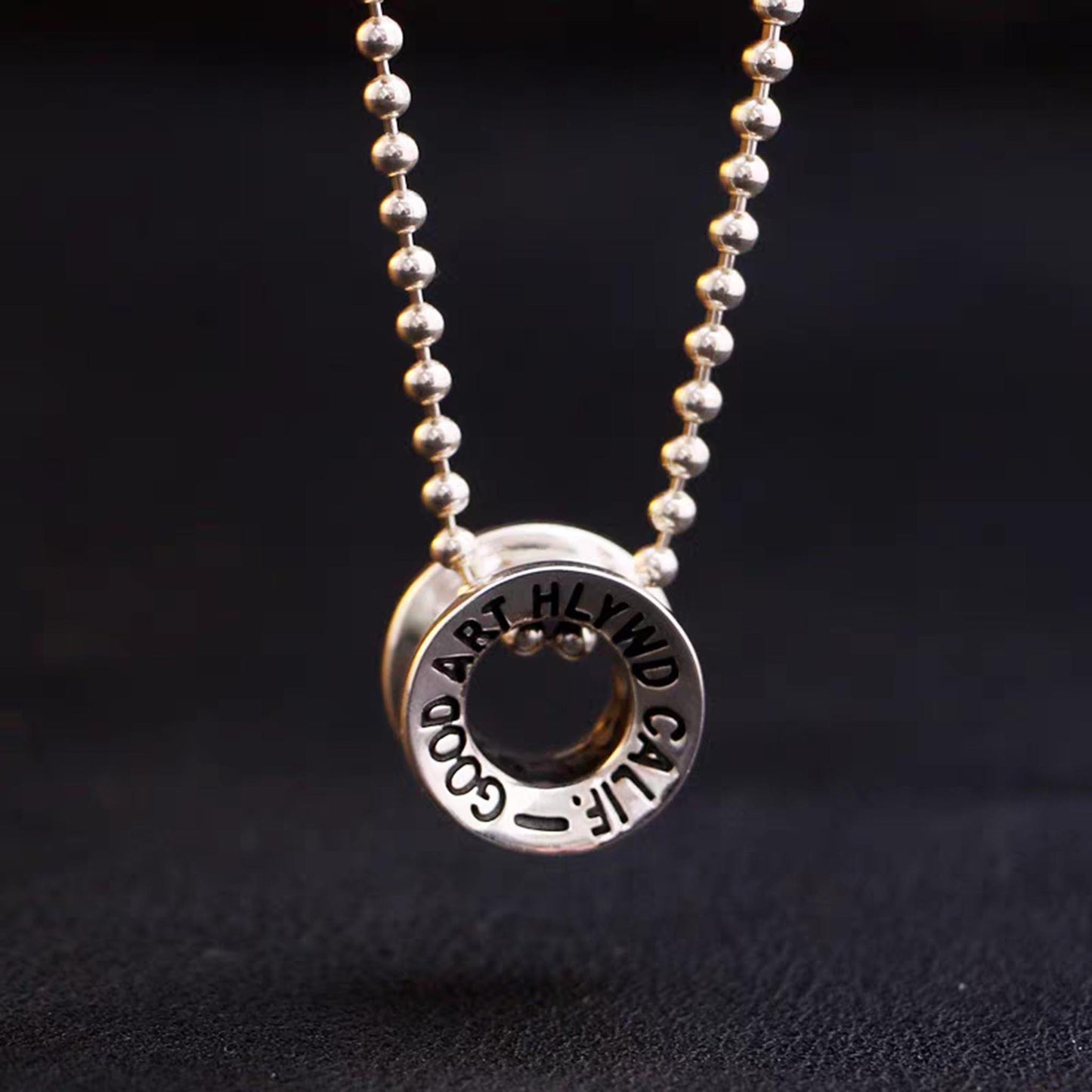 925 Silver Wheel Hub Pendant, Good Art Punk Statement Yo-Yo Charm Ball Chain Necklace