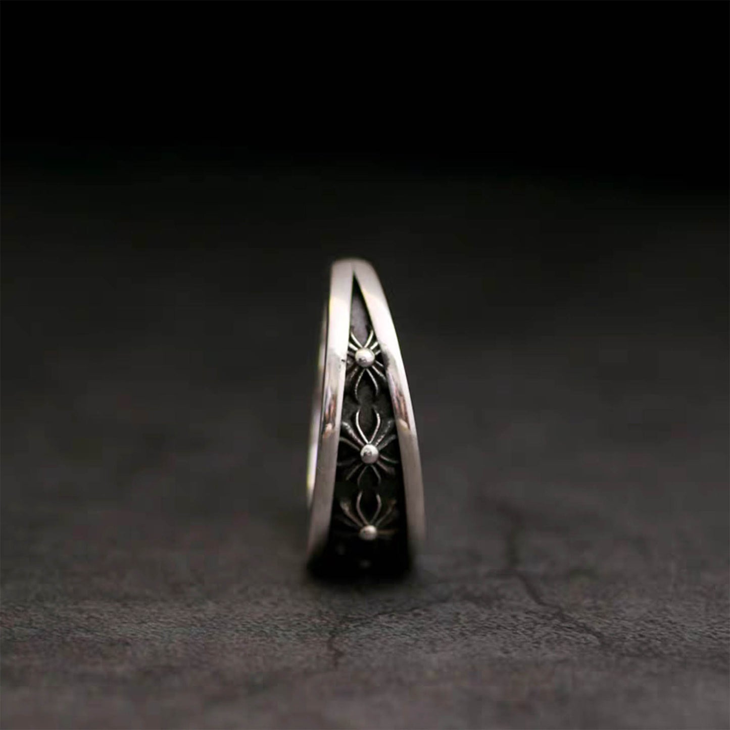 Sterling Silver Gothic Cross Flower Ring, Silver Punk Statement Rings, Bevel Angle Couples Relationship Ring