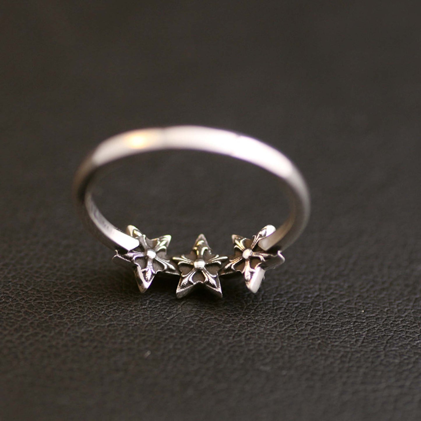 Sterling Silver Gothic Star Tail Ring, Chrome Hearts Punk Statement Silver Pinky Ring