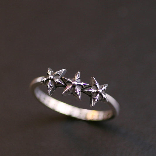 Sterling Silver Gothic Star Tail Ring, Chrome Hearts Punk Statement Silver Pinky Ring