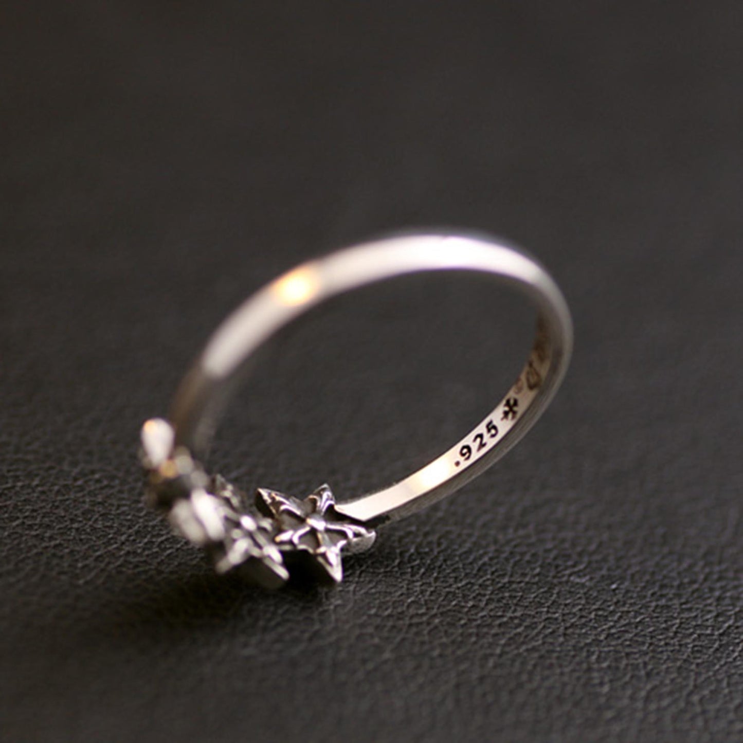 Sterling Silver Gothic Star Tail Ring, Chrome Hearts Punk Statement Silver Pinky Ring