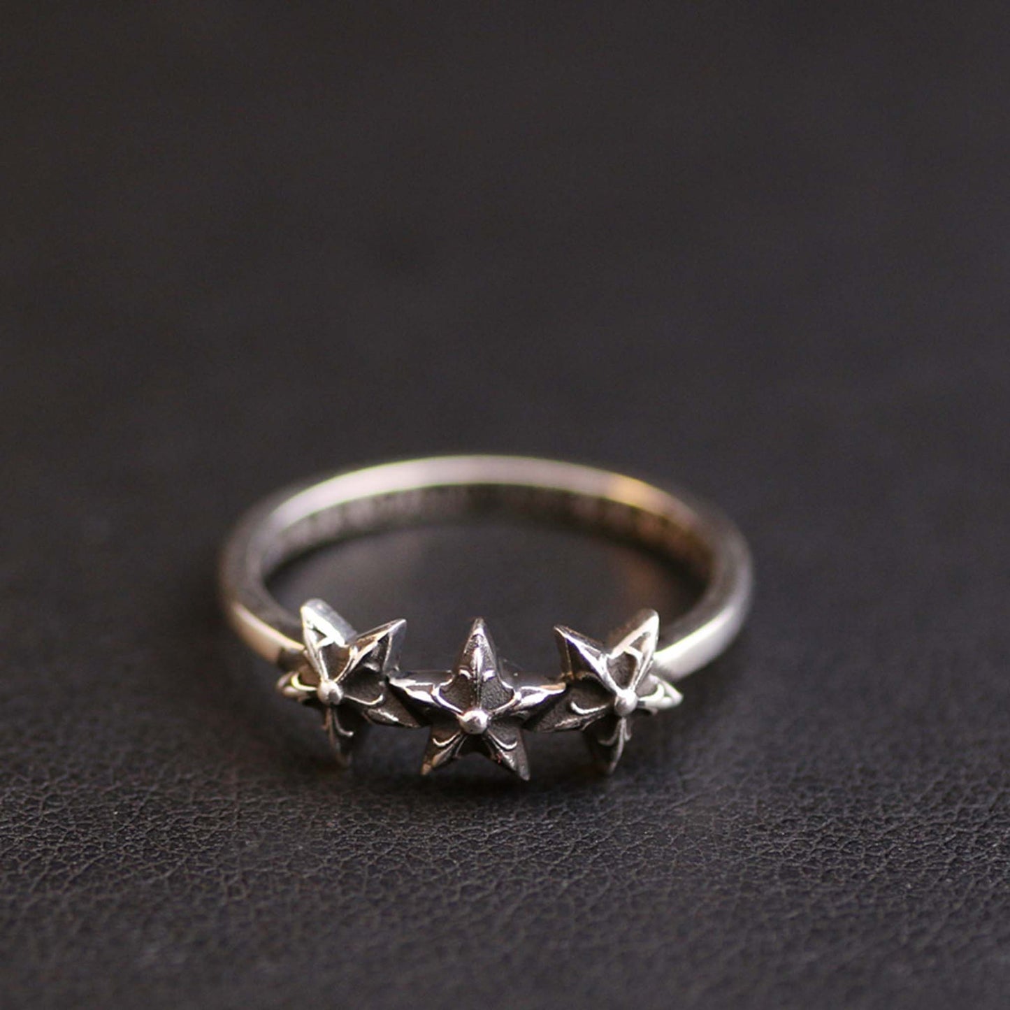 Sterling Silver Gothic Star Tail Ring, Chrome Hearts Punk Statement Silver Pinky Ring
