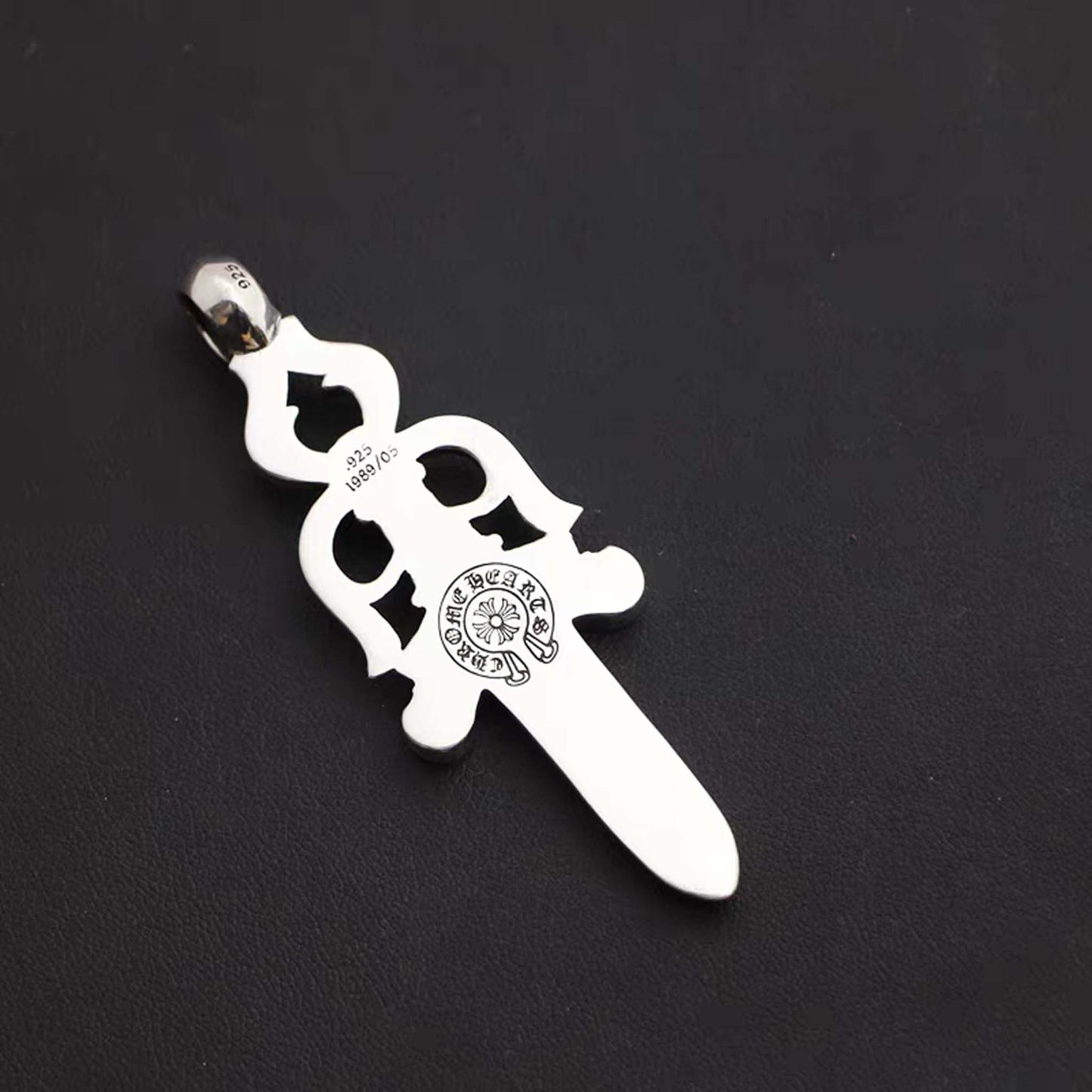 Sterling Silver Gothic Dagger Necklace Pendant, Big Size Silver Sword Chain Necklace Charm