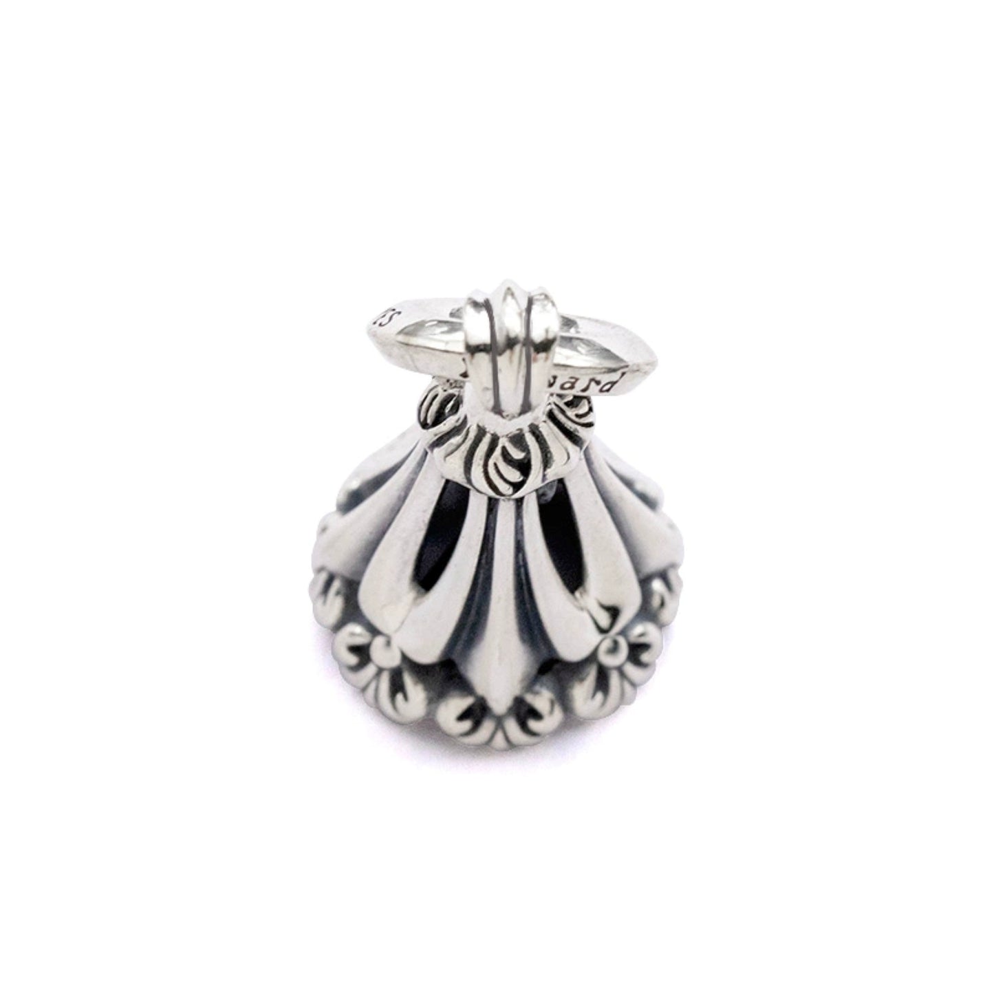 Lone Ones Chrome Bell Pendant, Hollow Cross Retro Punk Statement 925 Silver Bell Charm