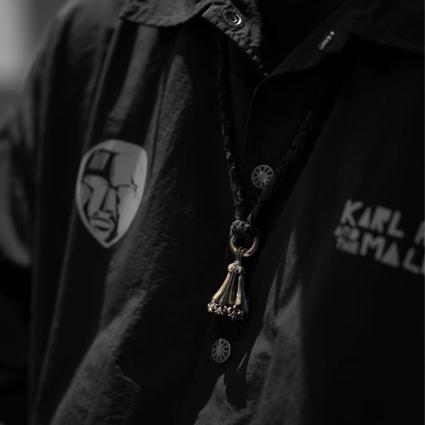 Lone Ones Chrome Bell Pendant, Hollow Cross Retro Punk Statement 925 Silver Bell Charm