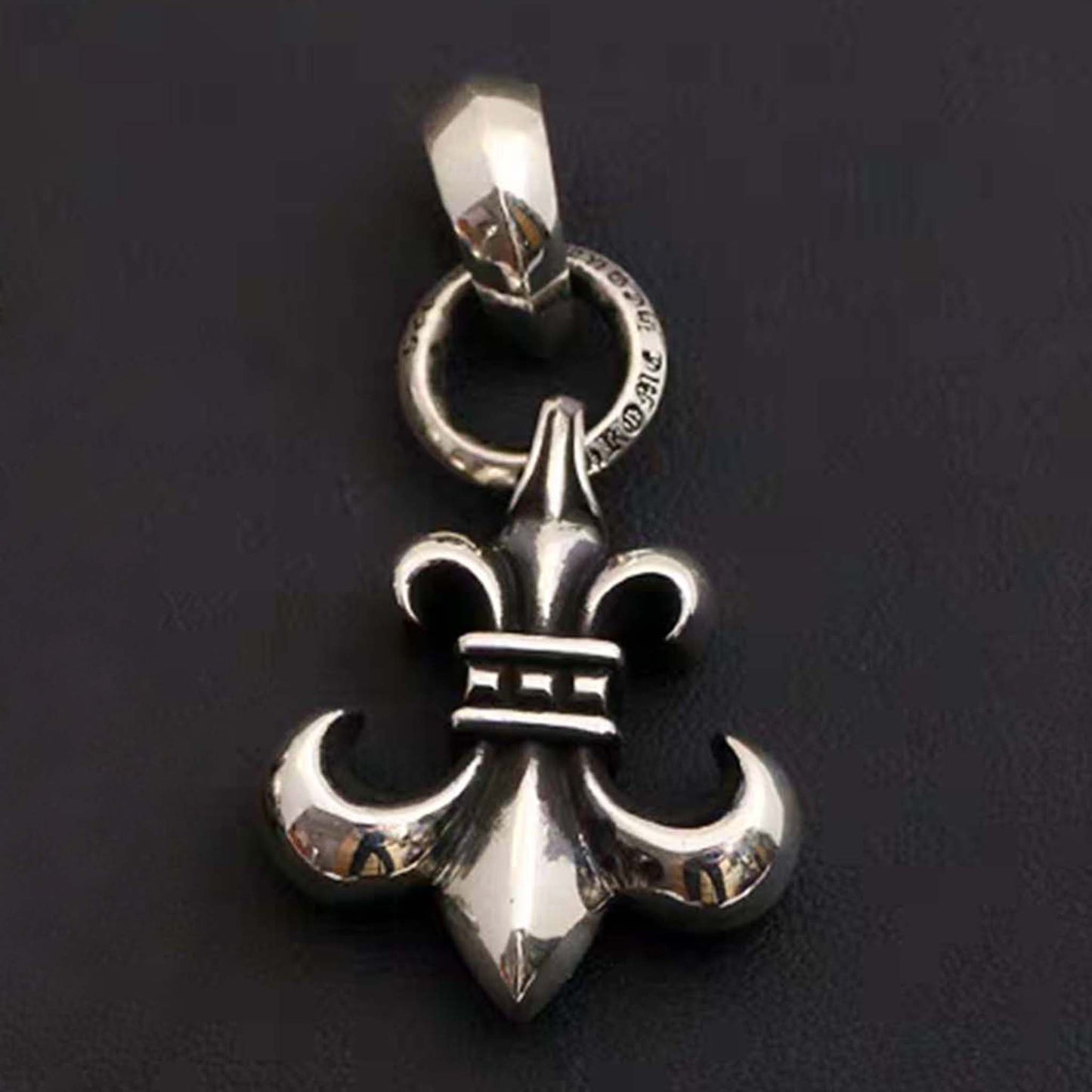 Sterling Silver Necklace Pendant, Gothic Scout Flower Silver Pendant, Punk Fleur De Lis Charm