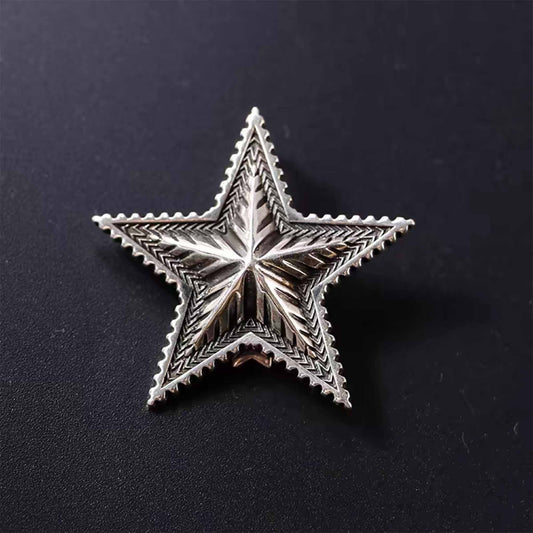 Sterling Silver Necklace Pendant, Cody Sanderson NAVAJO Big Star Pin Pendant, Punk Statement Charm