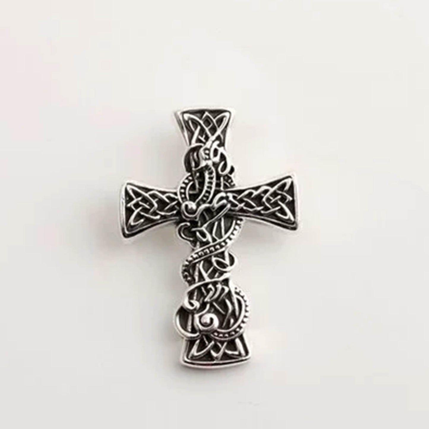 Sterling Silver Necklace Pendant, Gothic Cross Silver Pendant, Punk Statement Chain Necklace Charm