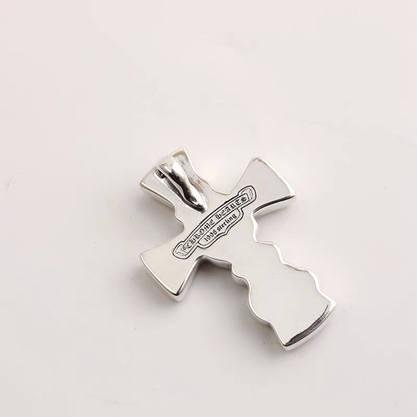 Sterling Silver Necklace Pendant, Gothic Cross Silver Pendant, Punk Statement Chain Necklace Charm