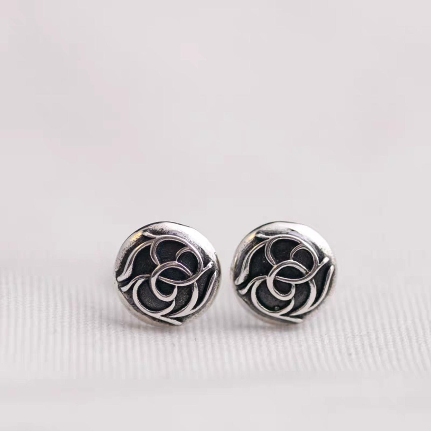 Sterling Silver Earrings, Gothic Rattan Grass Earrings, Silver Punk Statement Stud Earring