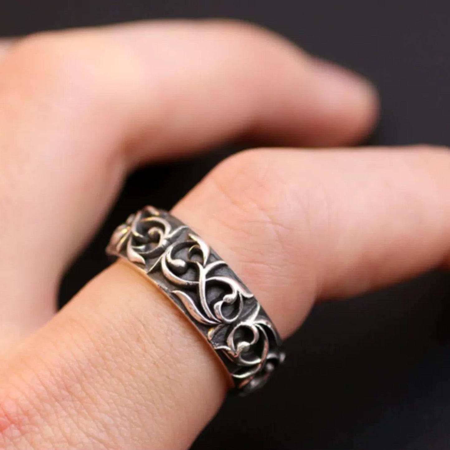 Statement-Ringe aus Sterlingsilber, Ring mit Ewigem Weinreben-Design, Beziehungsringe aus Silber