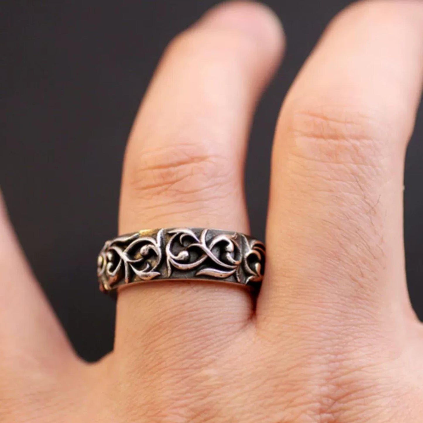 Statement-Ringe aus Sterlingsilber, Ring mit Ewigem Weinreben-Design, Beziehungsringe aus Silber