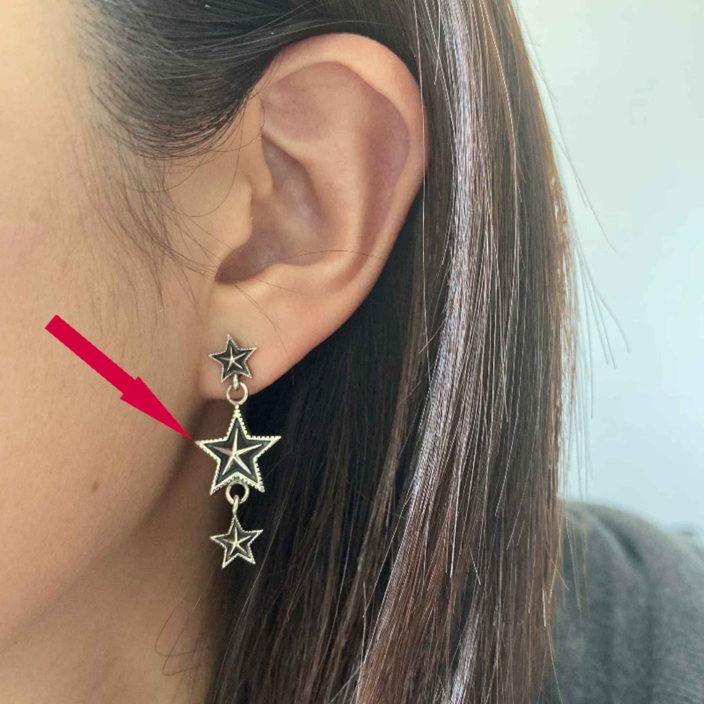 Cody Sanderson Gothic Three Stars Tassel Earring, Sterling Silver Punk Statement Dangle Earrings