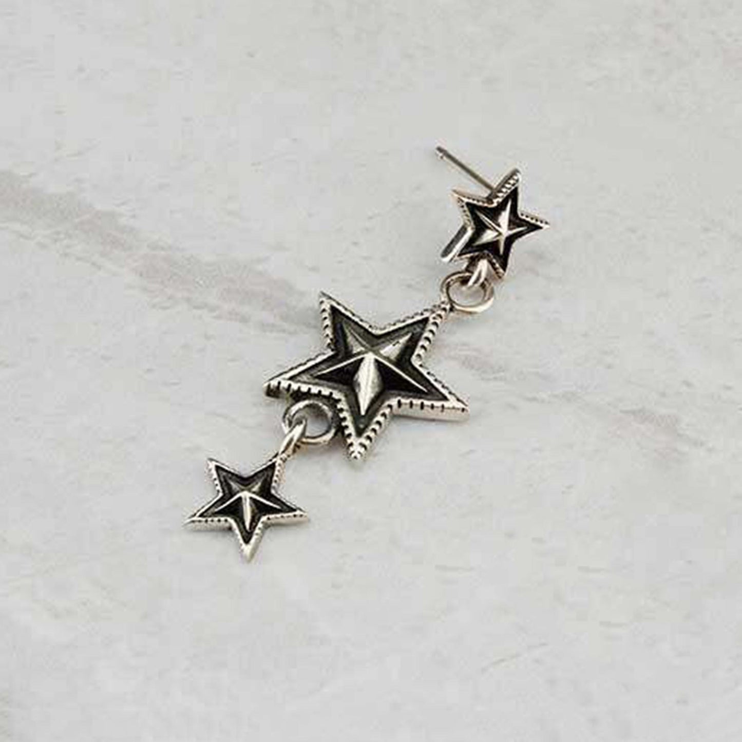 Cody Sanderson Gothic Three Stars Tassel Earring, Sterling Silver Punk Statement Dangle Earrings