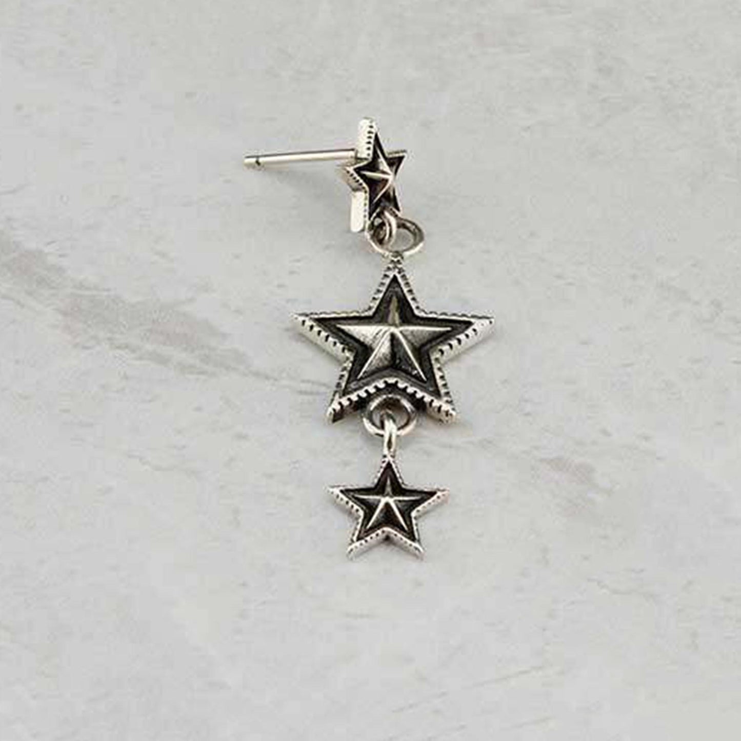 Cody Sanderson Gothic Three Stars Tassel Earring, Sterling Silver Punk Statement Dangle Earrings