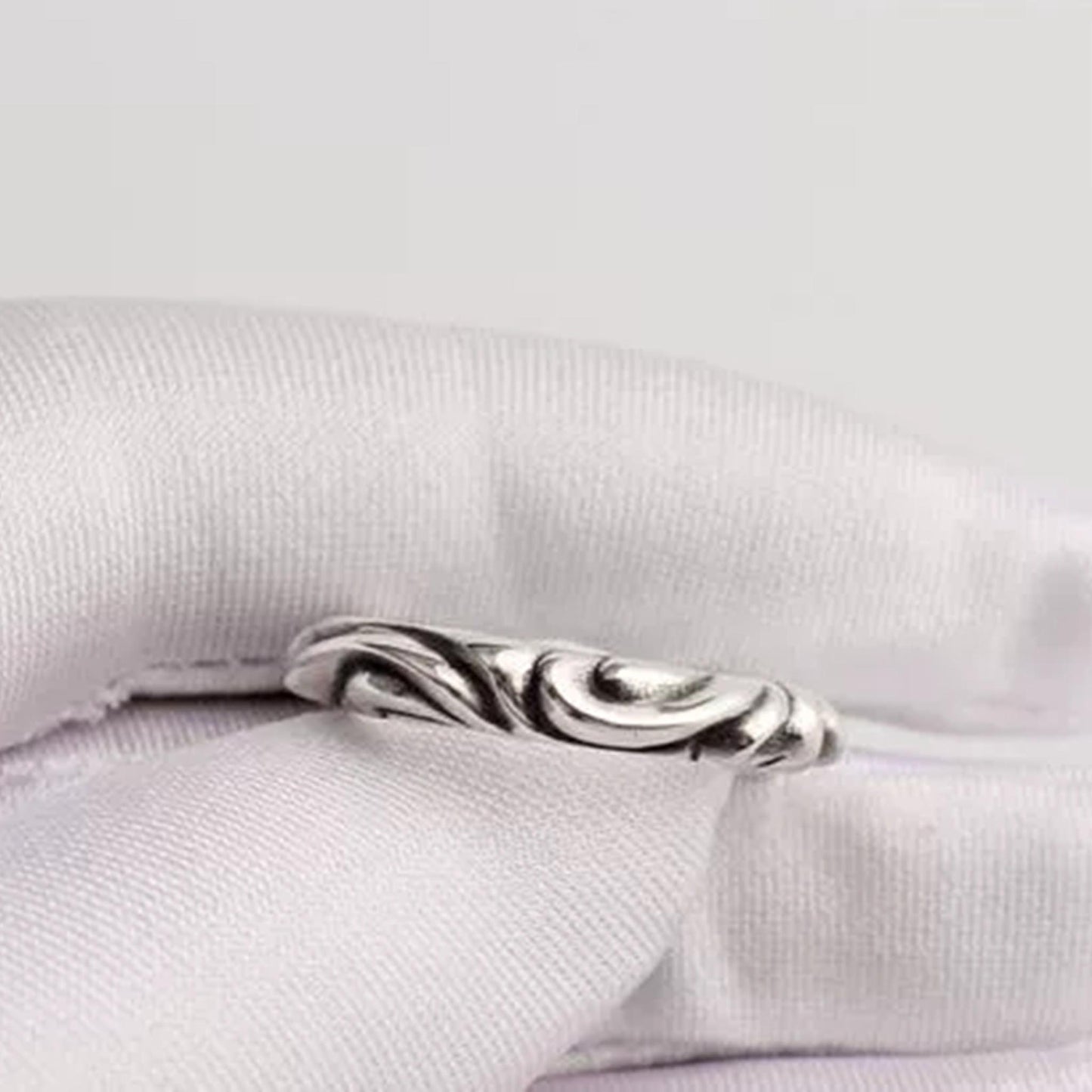 Sterling Silver Punk Design Ring, Wave Shaped Relationship Rings, Romantic Gift for Him/Her