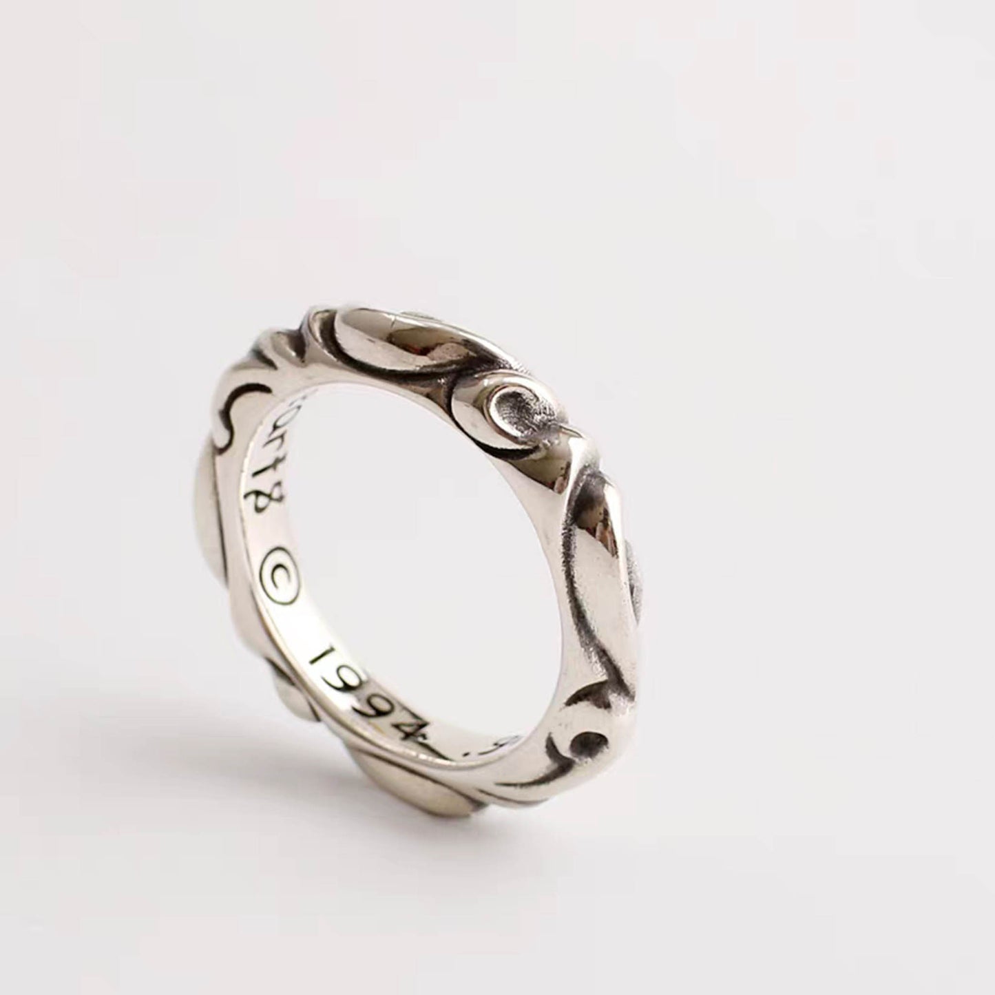 Sterling Silver Punk Design Ring, Wave Shaped Relationship Rings, Romantic Gift for Him/Her