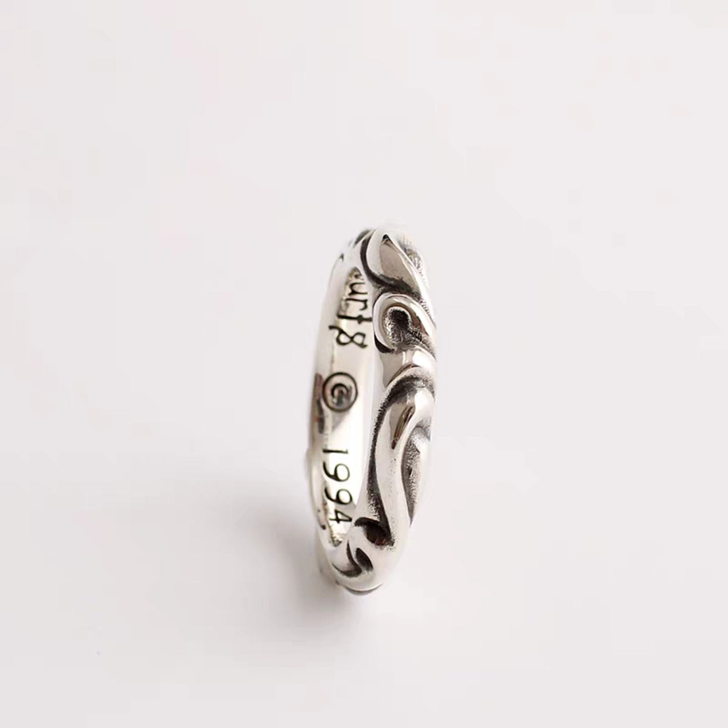 Sterling Silver Punk Design Ring, Wave Shaped Relationship Rings, Romantic Gift for Him/Her