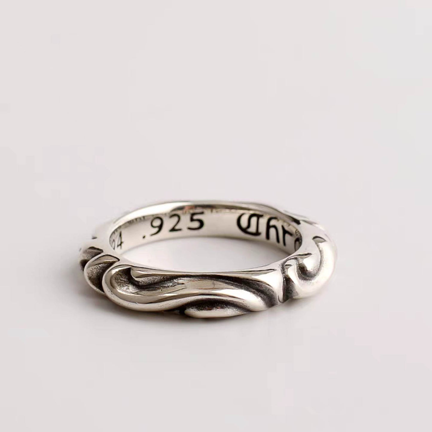 Sterling Silver Punk Design Ring, Wave Shaped Relationship Rings, Romantic Gift for Him/Her