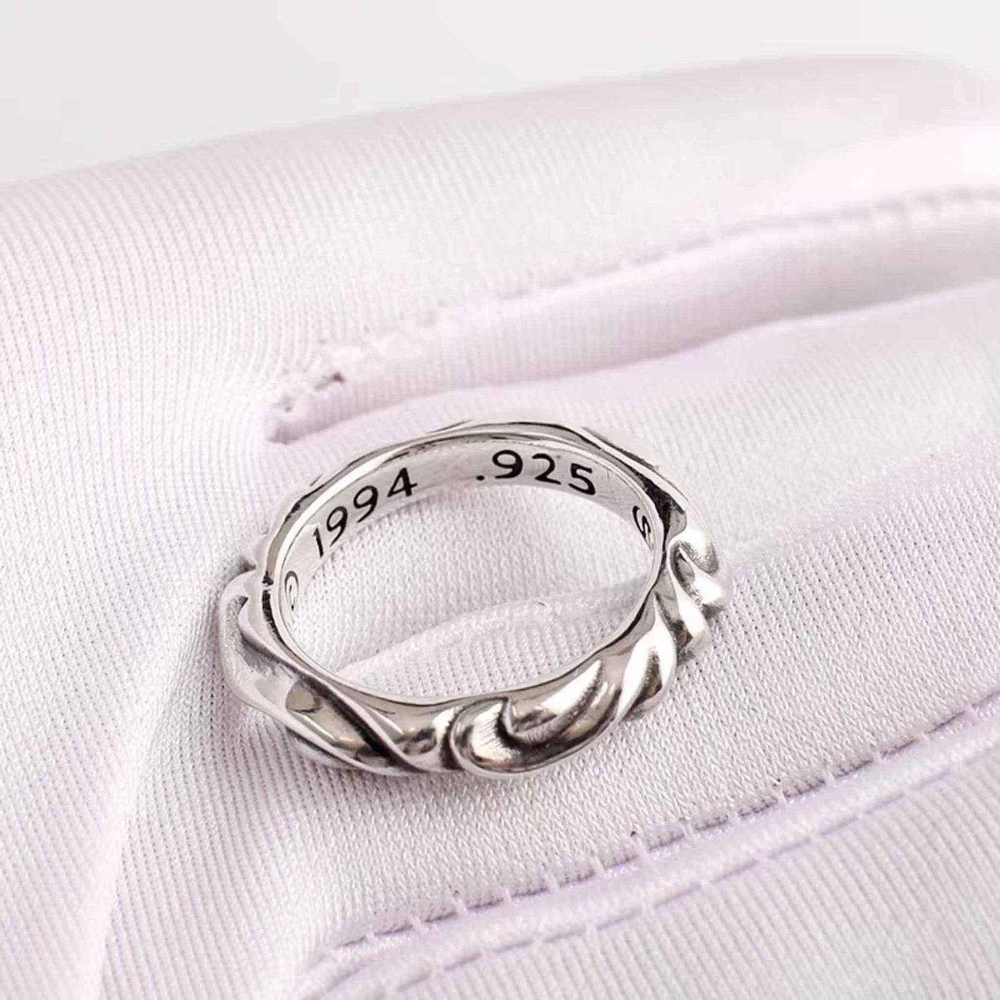 Sterling Silver Punk Design Ring, Wave Shaped Relationship Rings, Romantic Gift for Him/Her