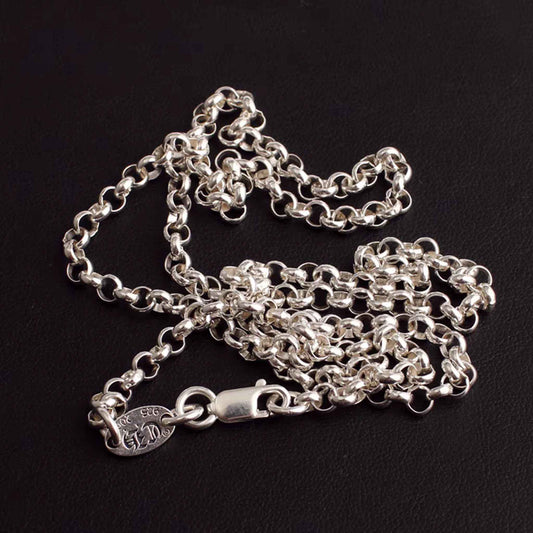 Sterling Silver Necklace, 4mm Silver Rolo Chain Necklace