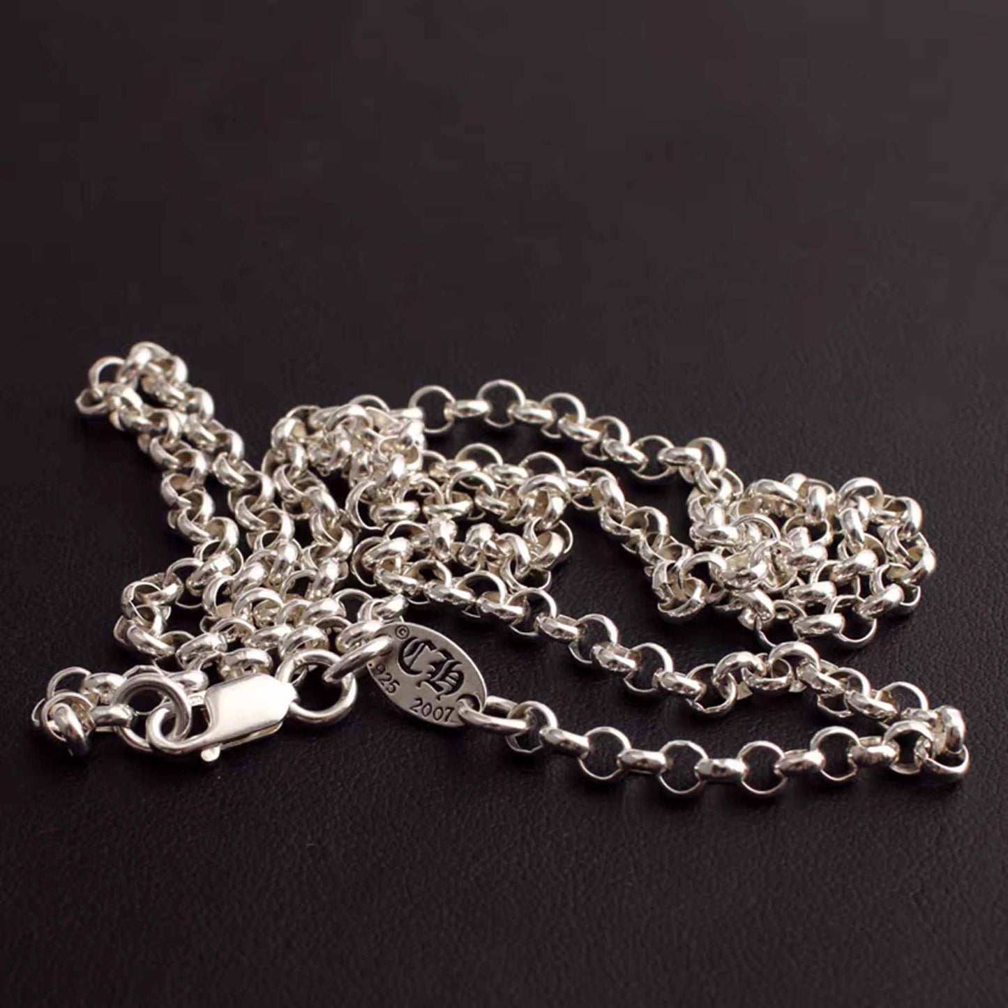 Halskette aus Sterlingsilber, 4 mm große Rolo-Kette aus Silber